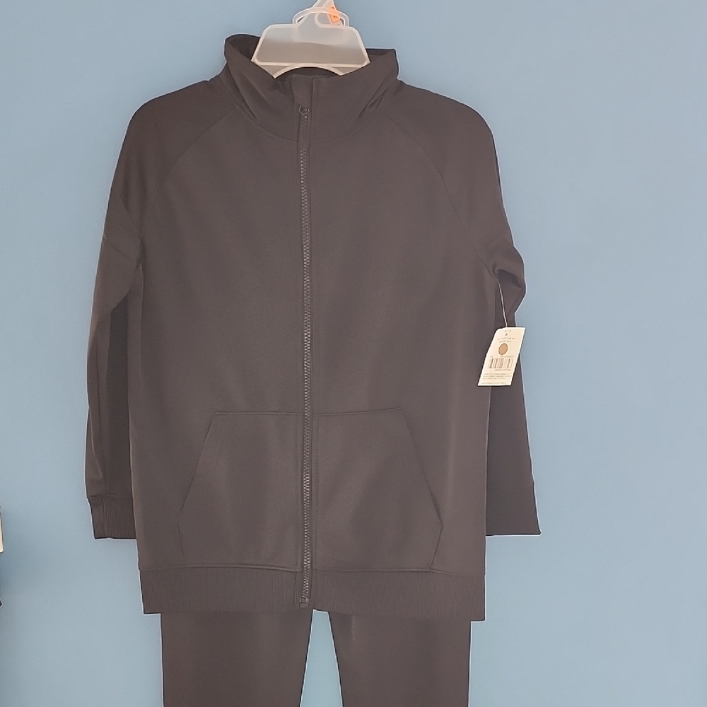 Black Full-Zip Track Jacket and Pants Set